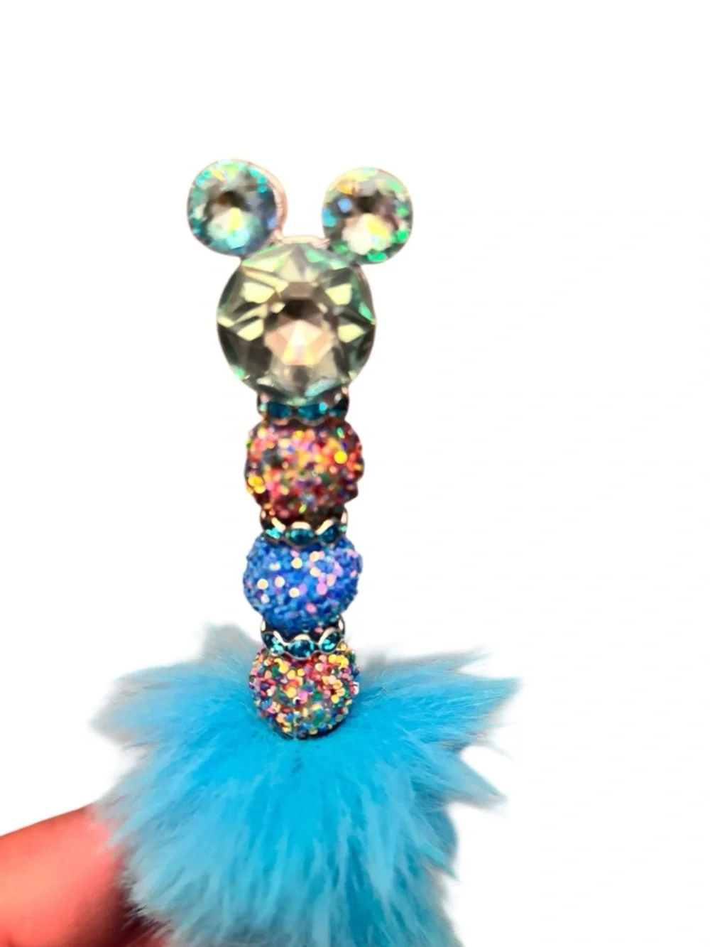 Fuzzy Pom Crystal Mickey Accent Pen Handmade By AB INKS HANDMADE EXPRESSIONS